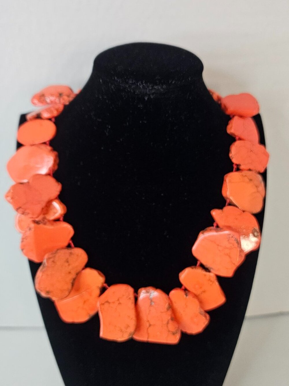 EL Erika Lyons Bold Chunky Necklace Irregular Orange Stone Statement Jewelry